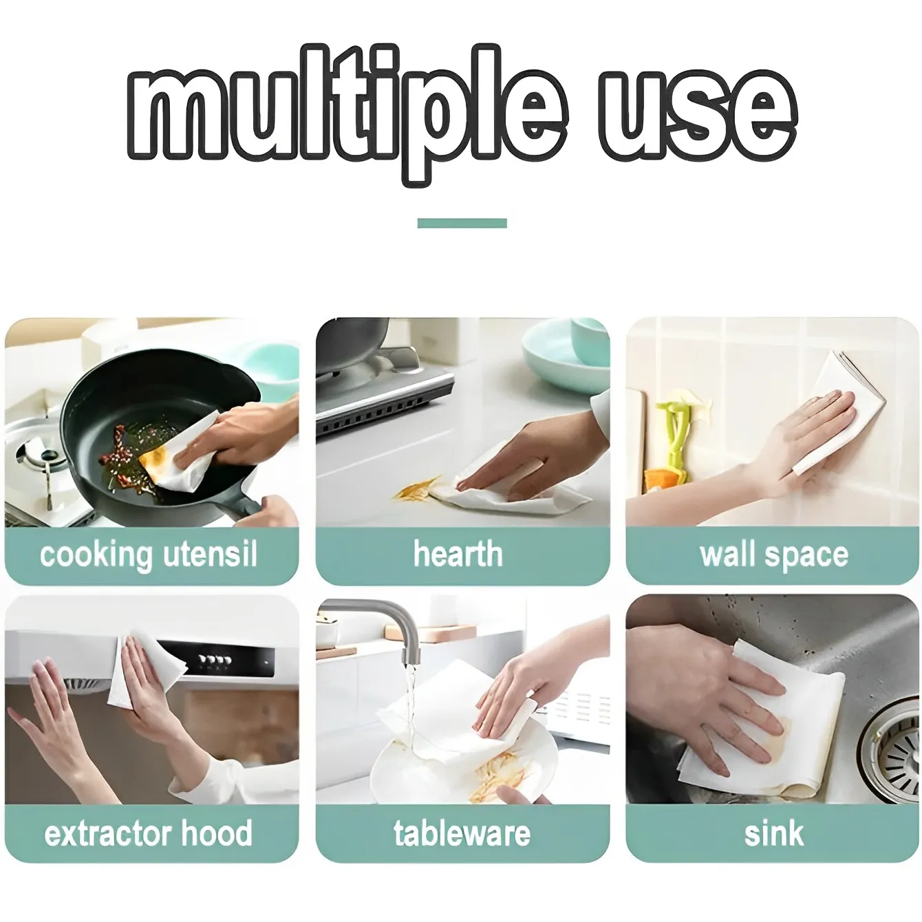 AXN-Kitchen Wipe-80pcs【20X20CM】Thickened Wet Strong Oil Removal Disposable Cleaning Cloth Stove Table Hood Utensils Tissue - Image 8
