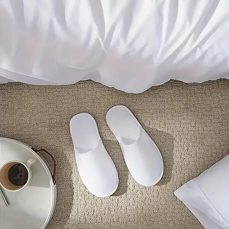 Spa Disposable Slippers Toe Towelling Hotel Guest Travel Unisex Shoe - Image 5