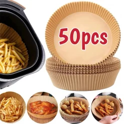 Air Fryer Paper Liner Disposable Baking Parchment 50pcs Non Stick Greaseproof Waterproof Oven Steamer Microwave