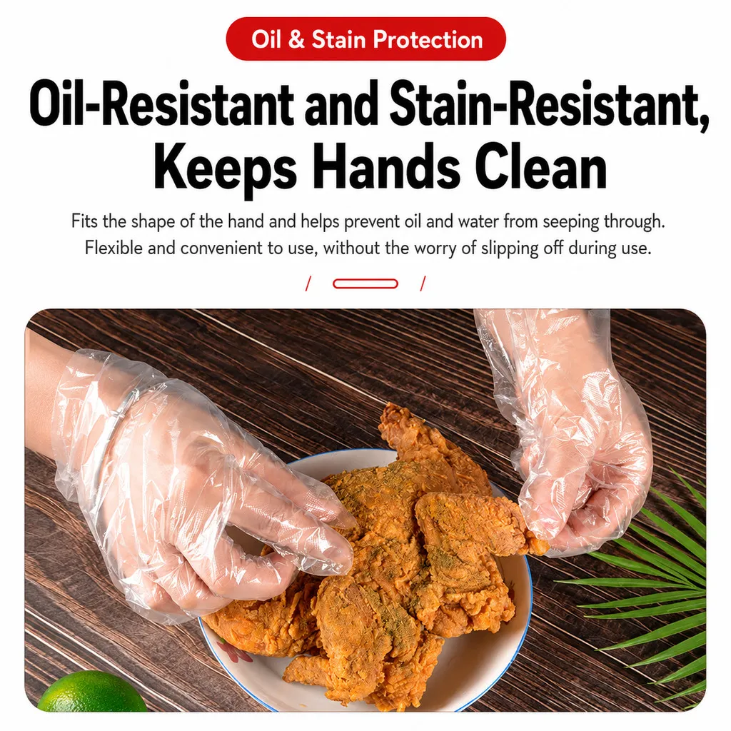 【200 Pairs】Disposable PE Gloves Individually Packed Plastic Hand Gloves Food Safe Kitchen BBQ Cleaning Transparent - Image 4