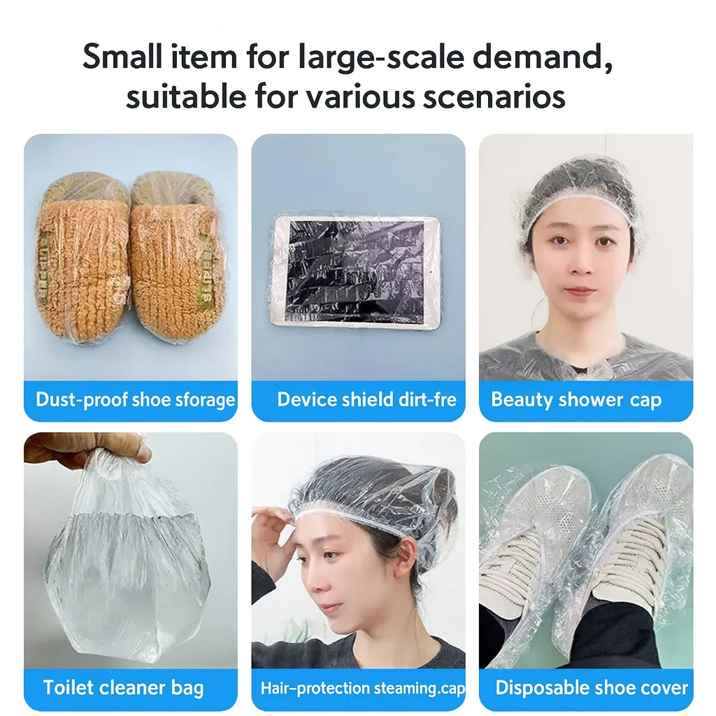 Disposable Transparent Shower Cap Waterproof Hair Cover Thick PE Elastic Hotel Travel Spa Home Use - Image 8