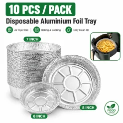 Aluminum Foil Tray Air Fryer Disposable Baking Pan BBQ Grill Container Oven Cooking Tin Foil Food Tray Kitchen Baking