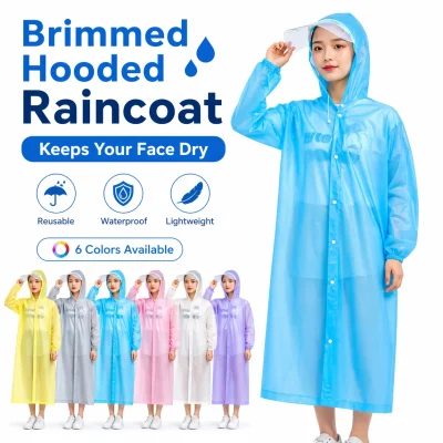 Portable PEVA Raincoat Reusable Waterproof Poncho Adjustable Hood Long Rain Coat Unisex Outdoor Travel Cycling Jacket