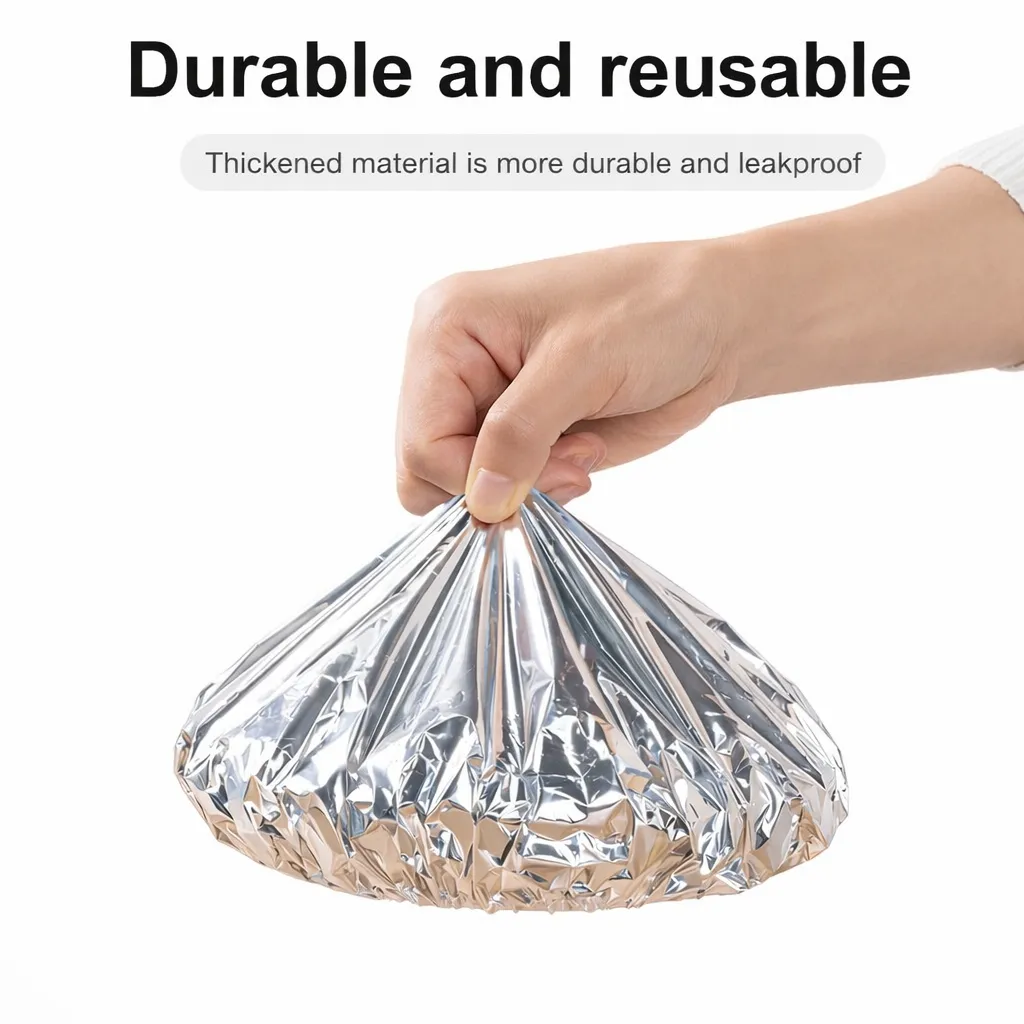 Aluminum Foil Insulation Cover Reusable Heat Resistant Food Warmer Elastic Stretch Seal Kitchen Cooking Wrap 10PCS - Image 6