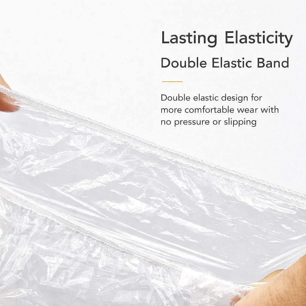 Disposable Transparent Shower Cap Waterproof Hair Cover Thick PE Elastic Hotel Travel Spa Home Use - Image 4