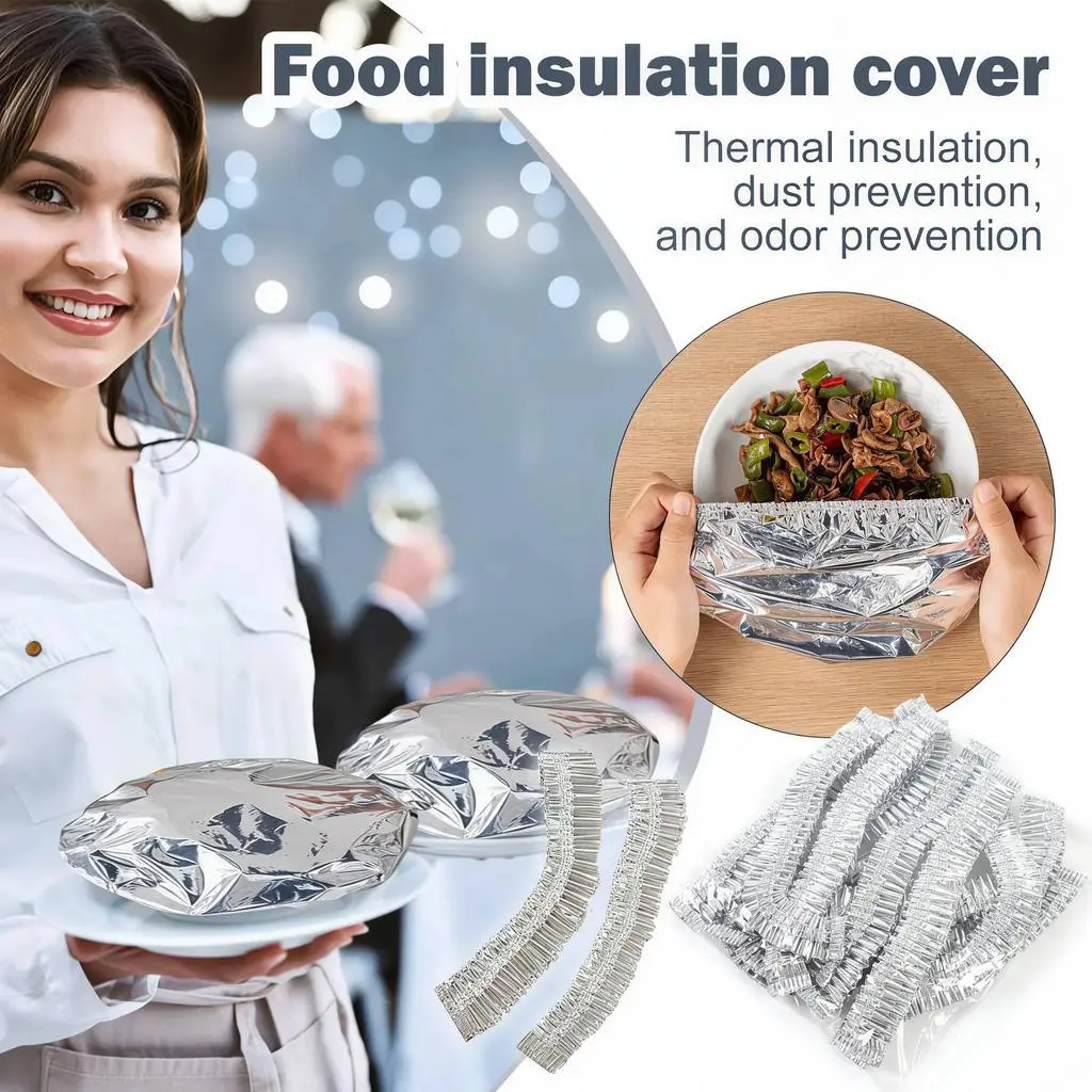 Aluminum Foil Insulation Cover Reusable Heat Resistant Food Warmer Elastic Stretch Seal Kitchen Cooking Wrap 10PCS - Image 2